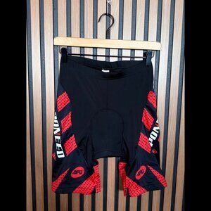 New Sponeed Shorts Small Mens Black Red Padded Cycling Stretch 7" Inseam